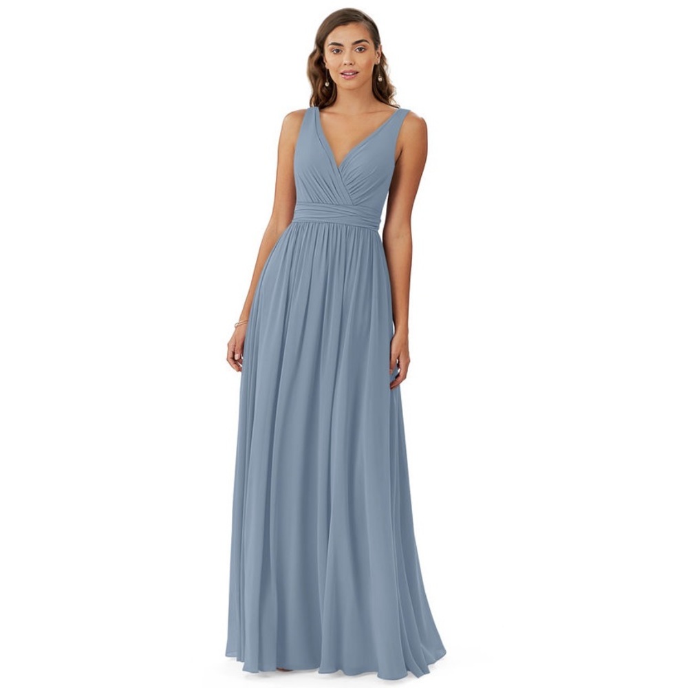 Azazie Kora Dusty Blue Dress Size 4